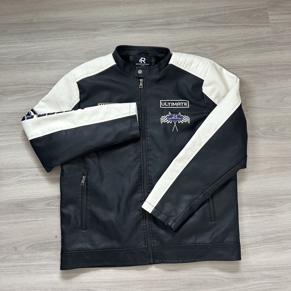 Refinery Republic Black Faux Leather Racer Extra Large